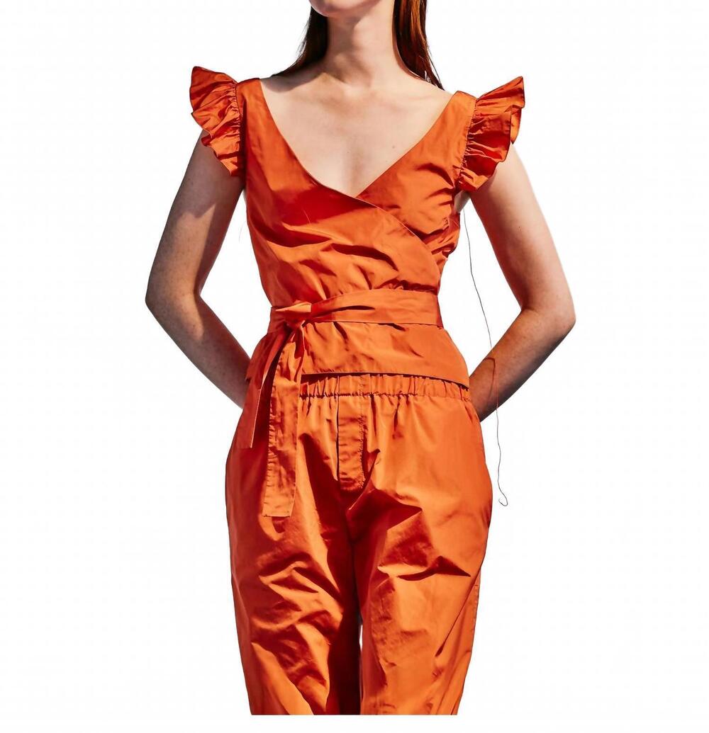 NEW SUSANNE BOMMER cache-coeur wrap top in coral